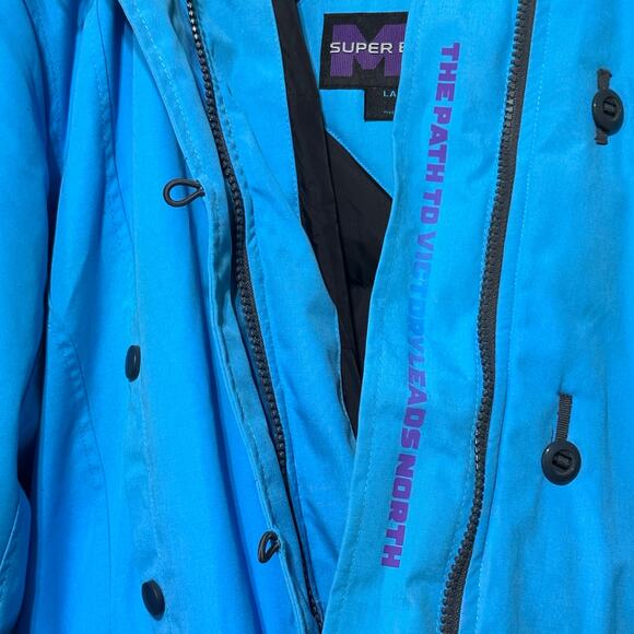 NFL Super Bowl LII Media Parka Blue Football Coat Size Large 2018 Fur Hooded - Picture 8 of 8